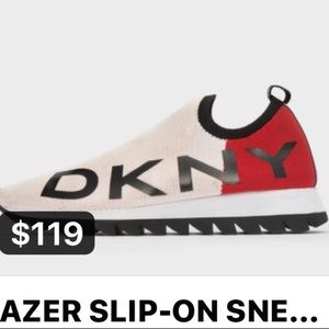 NEW DKNY Acey Slip On White red black Sneakers Women